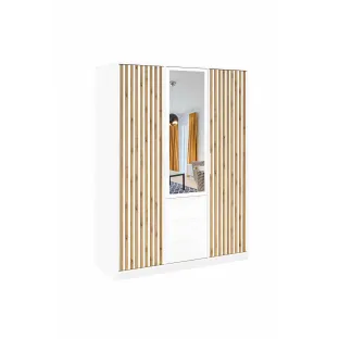 Dulap Bali Lux D3, 3 Usi + 3 Sertare,  149x57.5x200 cm, STEJAR WOTAN/ALB