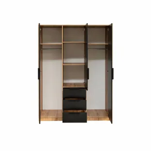 Dulap Bali Lux D3, 3 Usi + 3 Sertare,  149x57.5x200 cm, STEJAR WOTAN/ALB