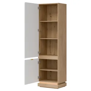Dulap Cu Polite Milton ML07, 54.5x40.5x193.5 h cm, Pal Melaminat/MDF,  Stejar Cremona/Alb Mat