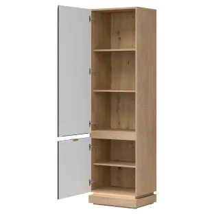 Dulap Cu Polite Milton ML07, 54.5x40.5x193.5 h cm, Pal Melaminat/MDF,  Stejar Cremona/Gri