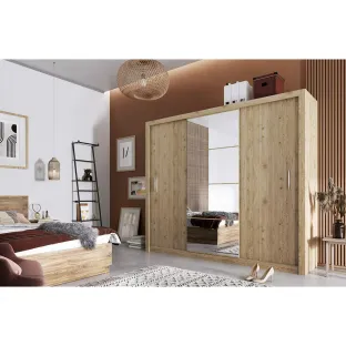 Dulap cu usi culisante IDEA ID-01, 250x60x215 cm, Stejar Shetland