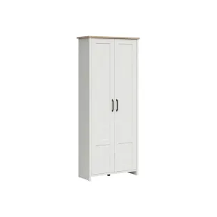 Dulap De Hol Loksa, 2 Usi, 85x37x200.5 cm, Pal Melaminat, Pin Alb/ Stejar Gradson