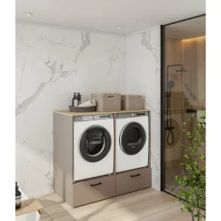 Dulap Dublu Pentru Masina De Spalat Rufe/Uscator, Rosa, 132x67x117, Pal Melaminat, Beige Congo