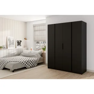 Dulap KAJA 4 Usi,  BL/BL 4F, 200x61.9x239 cm, Negru