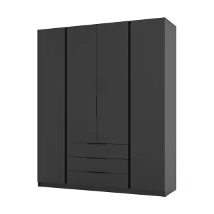 Dulap KAJA 4 Usi + 3 Sertare,  BL/BL 4F 3S, 200x61.9x239 cm, Negru