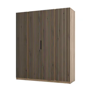 Dulap KAJA EV/EV-BL 4LAM, 200x61.9x239 cm, Stejar Evoke/Stejar Evoke si Negru