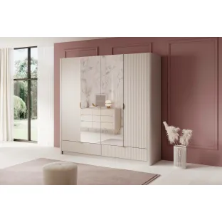 Dulap Lante 4 Usi + 2 Sertare,  213x54.6x208.4  cm, MDF, Beige