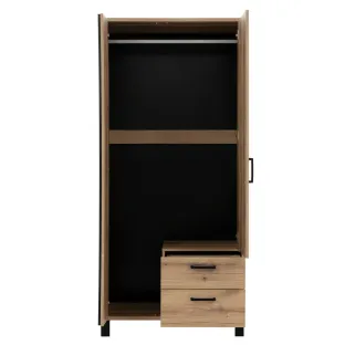 Dulap Noel NE08, 88x54x194 cm, Stejar Evoke/Negru