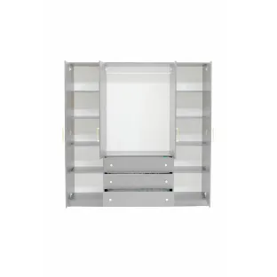 Dulap Retro, 4 Usi + 3 Sertare, 196x58x200 cm, Alb
