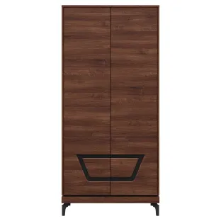 Dulap Vero 4 Usi VR09, 92x53.5x198 h cm, Pal Melaminat/MDF, Nuc Inchis