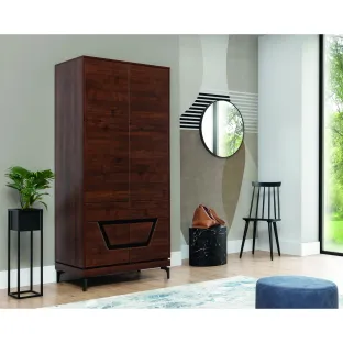 Dulap Vero 4 Usi VR09, 92x53.5x198 h cm, Pal Melaminat/MDF, Nuc Inchis