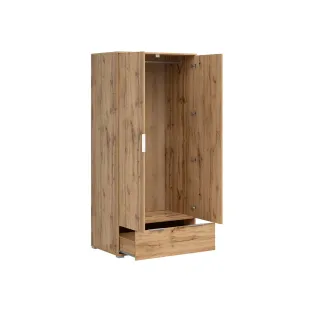Dulap Zele SZF2D1S, 90.5x56.5x195 cm, Pal Melaminat, Stejar Wotan