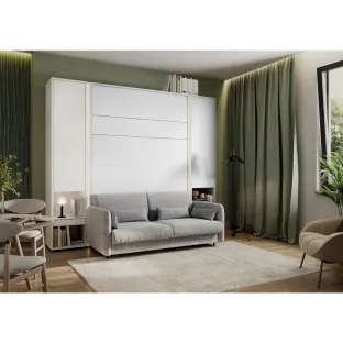 Lenart BED CONCEPT - Ansamblu Pat rabatabil de perete vertical cu mecanism pneumatic 160x200 +2 dulapuri si Canapea