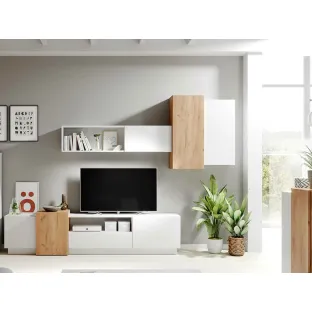 Living 3D, 220x45x53.55 cm, Alb/Stejar Craft Auriu