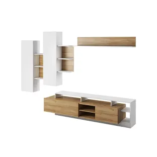 Living Alva, 260x40x171.5 cm, Alb/Stejar Gradson