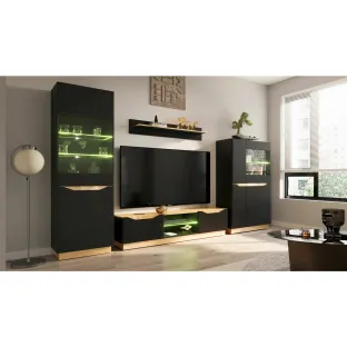 Living Lugo, 315x39,6x188 cm, Negru/Auriu