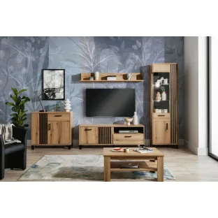 Living Noel, 324x39x194 cm, Stejar Evoke/Negru