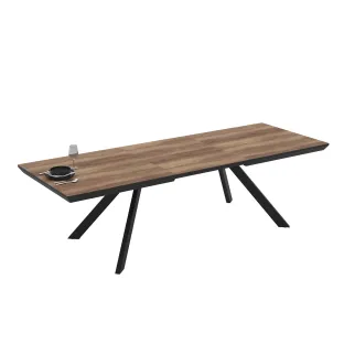 Masa Extensibila Corin 200, 200-277x100x76 cm, Metal/MDF, Negru/Stejar