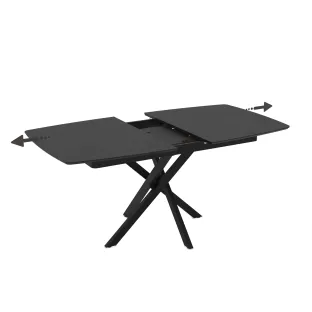 Masa Extensibila Filis, 145-185x90x75 cm, Metal/MDF, Negru/Gri Piatra