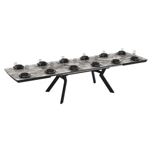 Masa Extensibila Robat Irony Super Mat, 160-210-260-310-360x100x76 cm,  Metal/MDF, Negru - Gri Piatra
