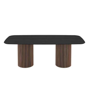Masa Oslo, 220x103x76 cm, MDF, Stejar-Negru/Negru Senkron