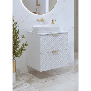 Mobilier de Baie Laura, 2 Corpuri Supendate, Fronturi MDF, Alb