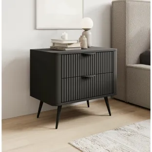 Noptiera Lante 2 Sertare, 63.2x38x55.3 cm, MDF, Negru