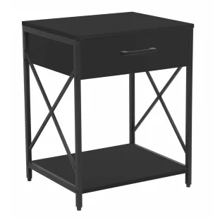 Noptiera Nordic,  48x40x60 cm, Metal/Pal Melaminat, Negru/Negru