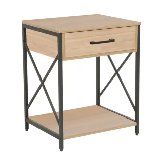 Noptiera Nordic,  48x40x60 cm, Metal/Pal Melaminat, Negru/Stejar Natur