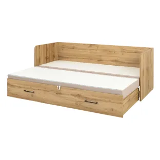Pat cu Sertar, Perne si Saltea Timber, 80-160x200 cm, Pal Melaminat -  Stejar Wotan -