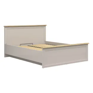 Pat Flandra B Cu Somiera Rabatabila si Spatiu de Depozitare, 160x200 cm, Pal Melaminat, Casmir/Stejar Mauvella