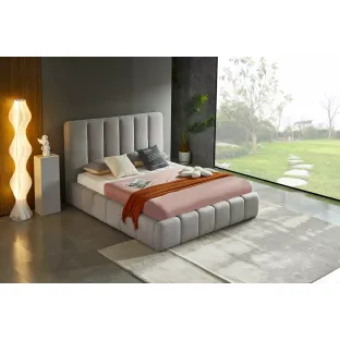 Pat Tapitat cu Somiera Rabatabila Cavallo, 160x200 cm, Boucle Gri