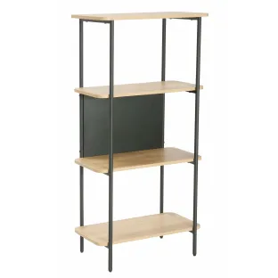 Raft Pentru Carti si Decoratiuni, Meerut - 60x36x122 h cm, Metal/Pal Melaminat, Stejar