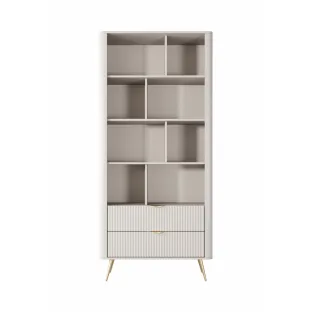 Regal Lante Cu Polite si 2 Sertare, 88.2x38x193.8 cm, MDF, Beige