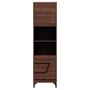 Regal Pentru Carti Vero 2 Usi VR08 - Dreapta, 54.5x38.5x198 h cm, Pal Melaminat/MDF, Nuc Inchis