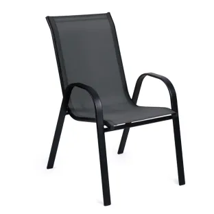 Scaun de Gradina/Terasa Nadja, 55x75x91 cm, Metal+Textilen, Negru