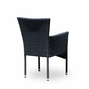 Scaun de Gradina/Terasa Sanne, 57x62x87 cm, Ratan Sintetic, Negru/Gri