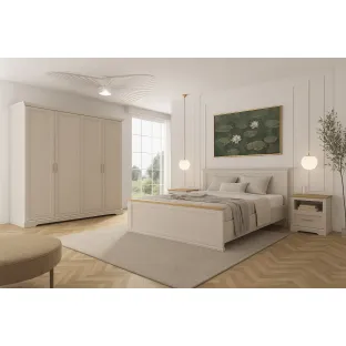 Set Dormitor Flandra B, 4 Piese, Pal Melaminat/MDF, Casmir/Stejar Mauvella