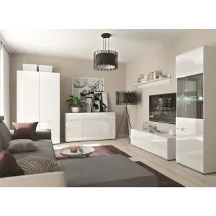 Set Living Azteca 5 Piese, MDF, Alb Lucios