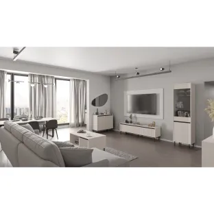 Set Mobilier Living Osaka A, 3 piese, Pal Melaminat/MDF Frezat, Beige Nisip