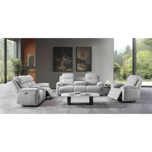 Set Recliner Electric Herbert, 3L+2R+1R, Canapea 3L - 227x97x102 cm, Canapea 2R + Bar - 201x97x102 cm, Fotoliu - 107x94x103 cm, Stofa, Beige