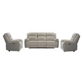 Set Recliner Electric Orso 3RR-1R-1R, Canapea 3RR - 226x94x104 cm,  Fotoliu 1R - 106x96x104 cm, - Stofa/Microfibra - Beige