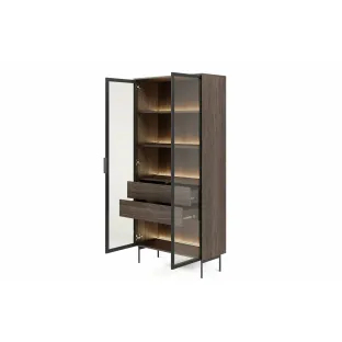 Vitrina Lumi A, 91.5x39.3x194.6 h cm, MDF/Sticla, Stejar Dunin