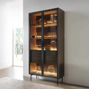 Vitrina Lumi A, 91.5x39.3x194.6 h cm, MDF/Sticla, Stejar Dunin