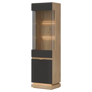 Vitrina Milton ML05, 54.5x40.5x193.5 h cm, Pal Melaminat/MDF,  Stejar Cremona/Antracit