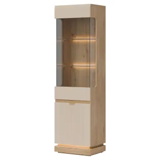 Vitrina Milton ML05, 54.5x40.5x193.5 h cm, Pal Melaminat/MDF,  Stejar Cremona/Casmir