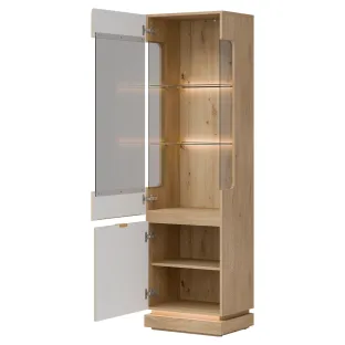 Vitrina Milton ML05, 54.5x40.5x193.5 h cm, Pal Melaminat/MDF,  Stejar Cremona/Casmir
