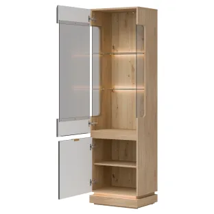 Vitrina Milton ML05, 54.5x40.5x193.5 h cm, Pal Melaminat/MDF,  Stejar Cremona/Gri
