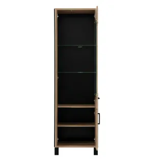 Vitrina Noel NE06 Dreapta, 58x39x194 cm, Stejar Evoke/Negru