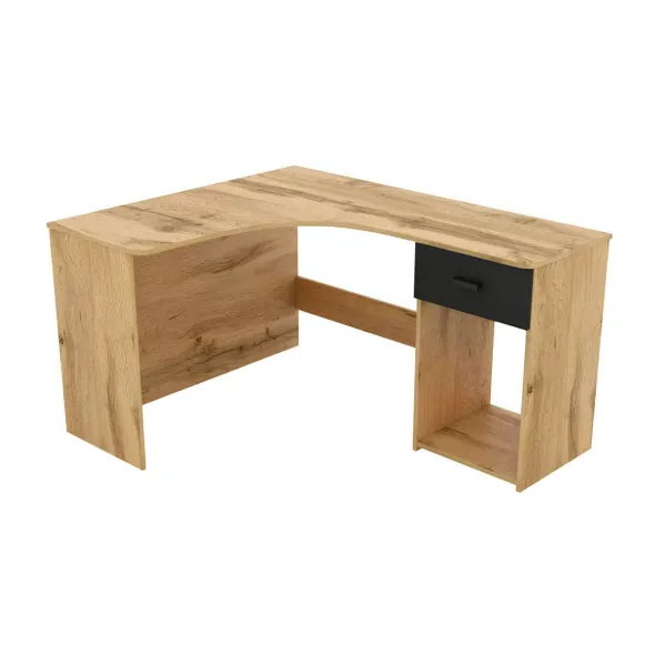 Birou de Colt Corner-24N2LU03, 155x125x75 cm, Stejar Wotan/negru picture - 5